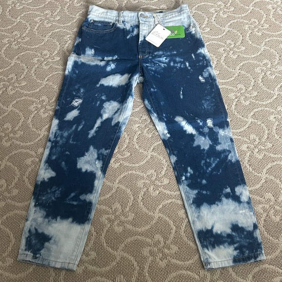 Elan Tie Dye High Rise Straight Leg Cropped Jeans Women's Medium button fly NWT - Picture 2 of 9